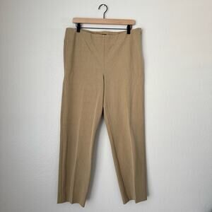 Talbots Womens High-Rise Tan Work Trousers Classic Side Zip Pant Pleated Size 14